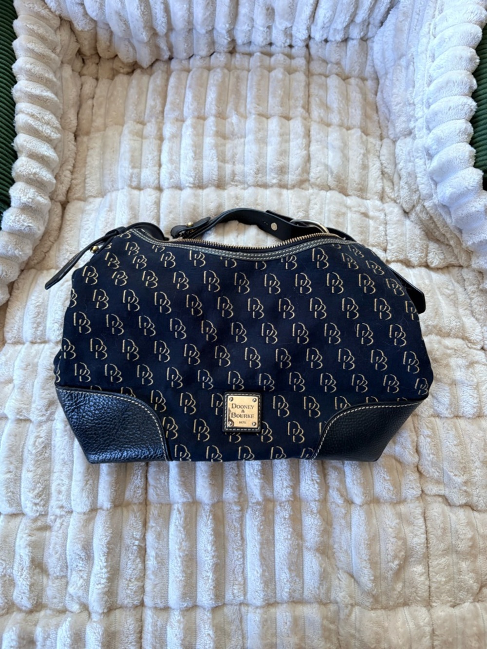Dooney & Bourke Black Monogram Satchel with Black Trim